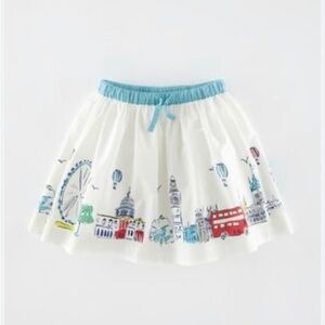 Mini Boden Girls 7-8Y London Themed A-Line Ruffled Mini Skirt w/Adjustable Waist
